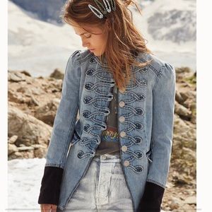 New Denim Seamed And Structured Jacket Free People
